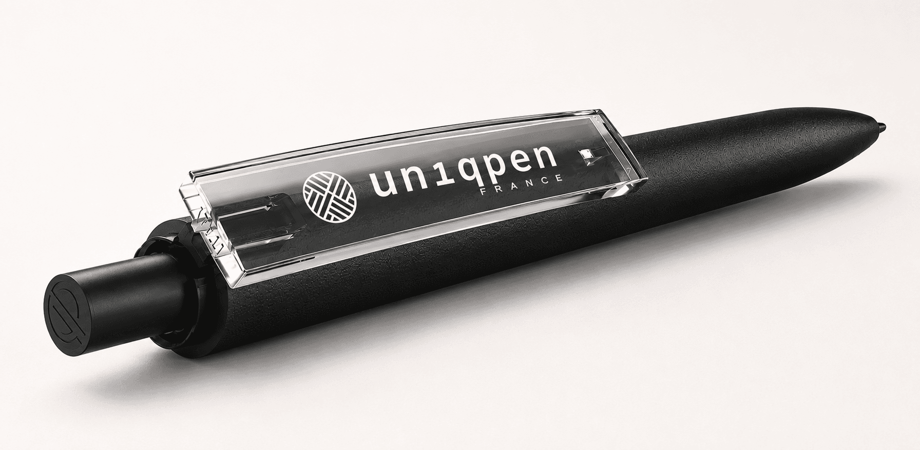 Stylo UN1QPEN noir avec marquage blanc